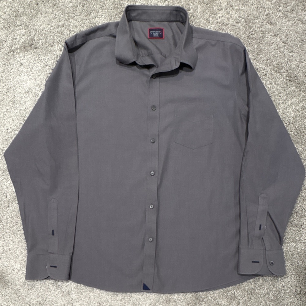 UNTUCKit Mens XX-Large Gray Sangiovese WF Cotton Wrinkle Resistant Button Up